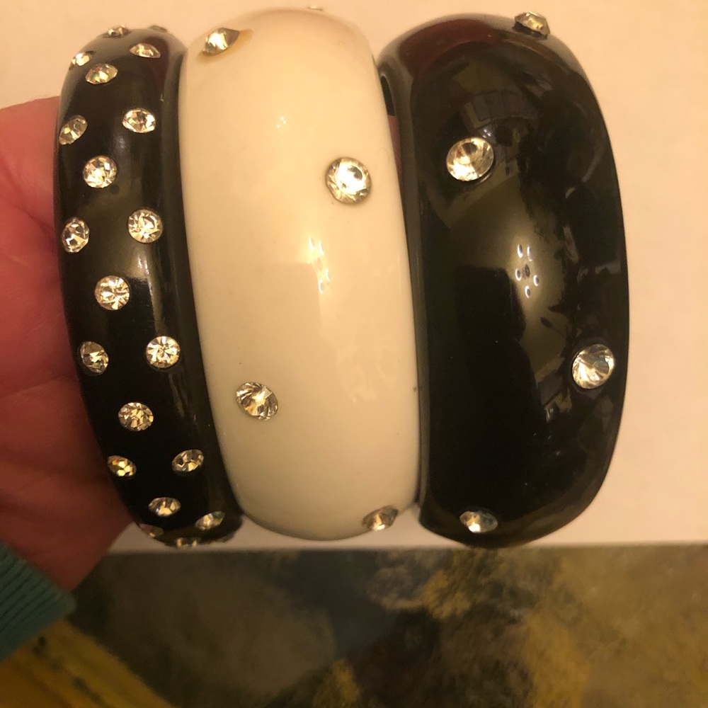 3 Rhinestone Encrusted Bracelets Basic Colors - image 1